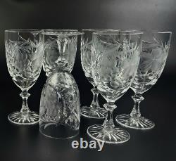 Vintage Stunning Cut-Crystal Water/Wine Glasses Resemble Nachtmann Traube- 6