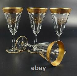 Vintage Stunning Gold Encrusted Wine Glass Set of 4 7 3/8 Tall