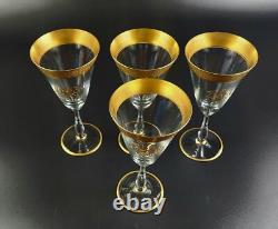 Vintage Stunning Gold Encrusted Wine Glass Set of 4 7 3/8 Tall