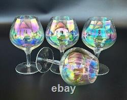 Vintage Stunning Iridescent Wine Glasses Set of 4