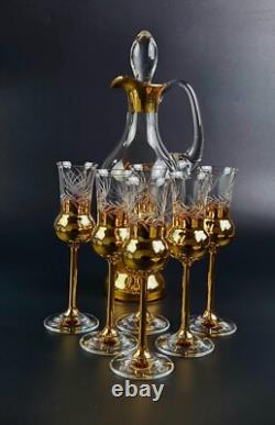 Vintage Stunning Wine Glasses & Decanter Set 8 Pieces