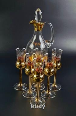 Vintage Stunning Wine Glasses & Decanter Set 8 Pieces