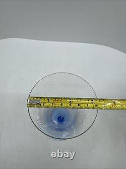 Vintage Swirled Optic 1930's Blue Footed Wine/Cocktail Glasses 6pc By H R Fry