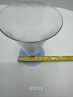 Vintage Swirled Optic 1930's Blue Footed Wine/Cocktail Glasses 6pc By H R Fry
