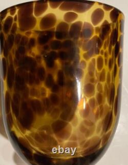 Vintage TORTOISE Wine Glasses Footed Glassware Set of 4 AMAZING