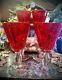 Vintage Tea Water Or Wine Glasses Red Goblets Hand Blown with Bubbles MCM
