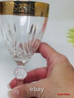 Vintage Three CreArt Crystal Stemware Wine Glasses Embellished with24k Gold VG-EX