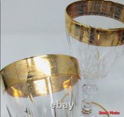 Vintage Three CreArt Crystal Stemware Wine Glasses Embellished with24k Gold VG-EX