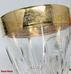 Vintage Three CreArt Crystal Stemware Wine Glasses Embellished with24k Gold VG-EX