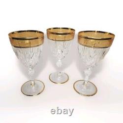 Vintage Three CreArt Crystal Stemware Wine Glasses Embellished with24k Gold VG-EX