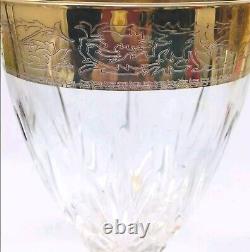Vintage Three CreArt Crystal Stemware Wine Glasses Embellished with24k Gold VG-EX