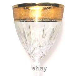 Vintage Three CreArt Crystal Stemware Wine Glasses Embellished with24k Gold VG-EX