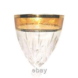 Vintage Three CreArt Crystal Stemware Wine Glasses Embellished with24k Gold VG-EX