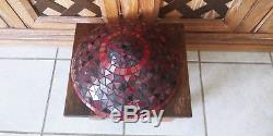 Vintage Tiffany Style Stained Leaded Glass Lamp Shade Ruby Wine Scarlet 14