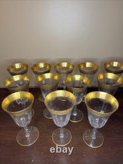 Vintage Tiffin Franciscan Gold Rim Crystal Wine Goblets Glasses Set of 12