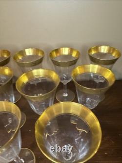 Vintage Tiffin Franciscan Gold Rim Crystal Wine Goblets Glasses Set of 12