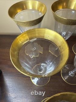 Vintage Tiffin Franciscan Gold Rim Crystal Wine Goblets Glasses Set of 12