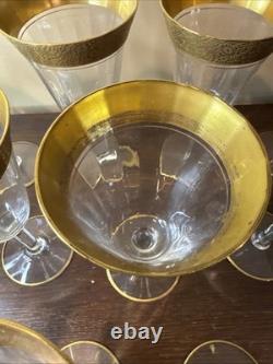 Vintage Tiffin Franciscan Gold Rim Crystal Wine Goblets Glasses Set of 12