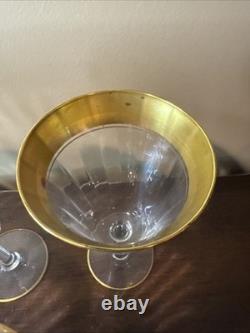 Vintage Tiffin Franciscan Gold Rim Crystal Wine Goblets Glasses Set of 12