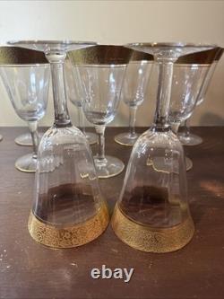 Vintage Tiffin Franciscan Gold Rim Crystal Wine Goblets Glasses Set of 12