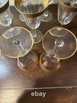 Vintage Tiffin Franciscan Gold Rim Crystal Wine Goblets Glasses Set of 12