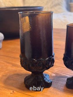 Vintage Tiffin Franciscan Madeira Smoke Brown Wine Glasses Goblets Set of 24