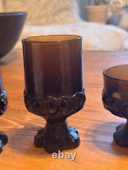 Vintage Tiffin Franciscan Madeira Smoke Brown Wine Glasses Goblets Set of 24