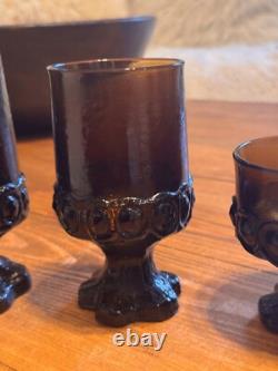 Vintage Tiffin Franciscan Madeira Smoke Brown Wine Glasses Goblets Set of 24