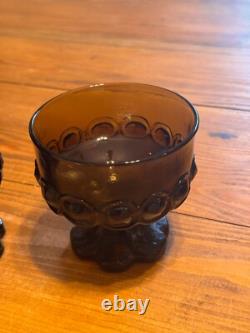 Vintage Tiffin Franciscan Madeira Smoke Brown Wine Glasses Goblets Set of 24