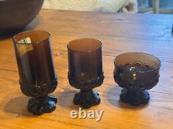 Vintage Tiffin Franciscan Madeira Smoke Brown Wine Glasses Goblets Set of 24