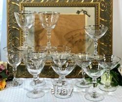 Vintage Tiffin-Franciscan Platinum Rim Lyndley Wine champagne Cut leaves Set 11