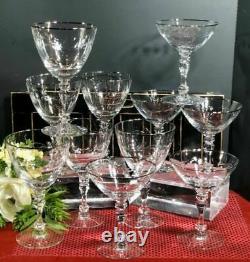 Vintage Tiffin-Franciscan Platinum Rim Lyndley Wine champagne Cut leaves Set 11