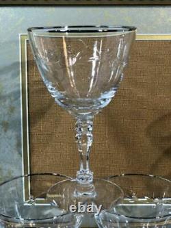 Vintage Tiffin-Franciscan Platinum Rim Lyndley Wine champagne Cut leaves Set 11