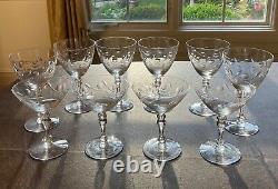 Vintage Tiffin Franciscan cut 17646 6 wine goblet 4 champagne/sherbet dot leaf