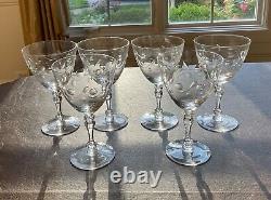 Vintage Tiffin Franciscan cut 17646 6 wine goblet 4 champagne/sherbet dot leaf