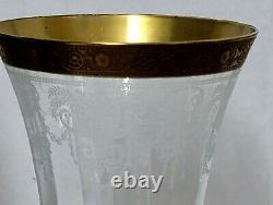 Vintage Tiffin Minton Eched Wine Glasses 8 5/8 Gold Encrusted Set Of 6