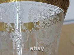 Vintage Tiffin Minton Eched Wine Glasses 8 5/8 Gold Encrusted Set Of 6