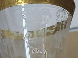 Vintage Tiffin Minton Eched Wine Glasses 8 5/8 Gold Encrusted Set Of 6