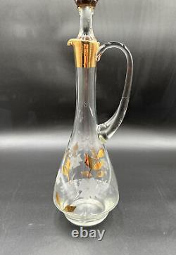 Vintage Toscany Crystal Decanter / 6 Wine Goblets Glasses Hand Made In Romania