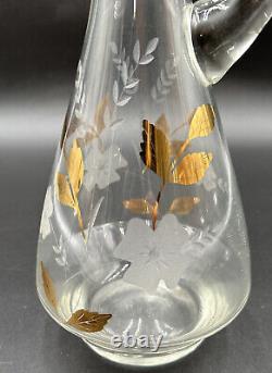Vintage Toscany Crystal Decanter / 6 Wine Goblets Glasses Hand Made In Romania