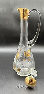 Vintage Toscany Crystal Decanter / 6 Wine Goblets Glasses Hand Made In Romania