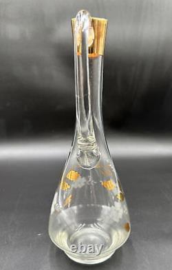 Vintage Toscany Crystal Decanter / 6 Wine Goblets Glasses Hand Made In Romania