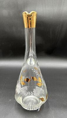Vintage Toscany Crystal Decanter / 6 Wine Goblets Glasses Hand Made In Romania