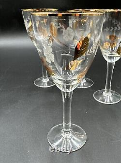 Vintage Toscany Crystal Decanter / 6 Wine Goblets Glasses Hand Made In Romania