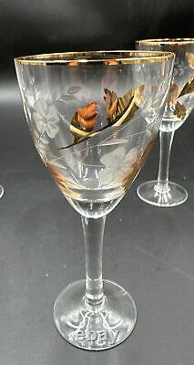 Vintage Toscany Crystal Decanter / 6 Wine Goblets Glasses Hand Made In Romania