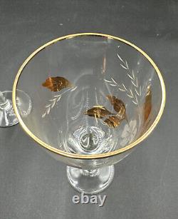 Vintage Toscany Crystal Decanter / 6 Wine Goblets Glasses Hand Made In Romania