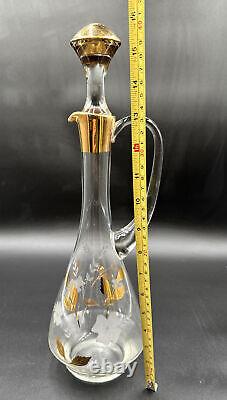 Vintage Toscany Crystal Decanter / 6 Wine Goblets Glasses Hand Made In Romania