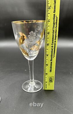 Vintage Toscany Crystal Decanter / 6 Wine Goblets Glasses Hand Made In Romania