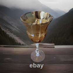 Vintage Two Toned Amber and Clear Wine Glass Set of 4 8 Fancy Unique Design
