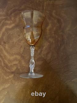 Vintage Two Toned Amber and Clear Wine Glass Set of 4 8 Fancy Unique Design